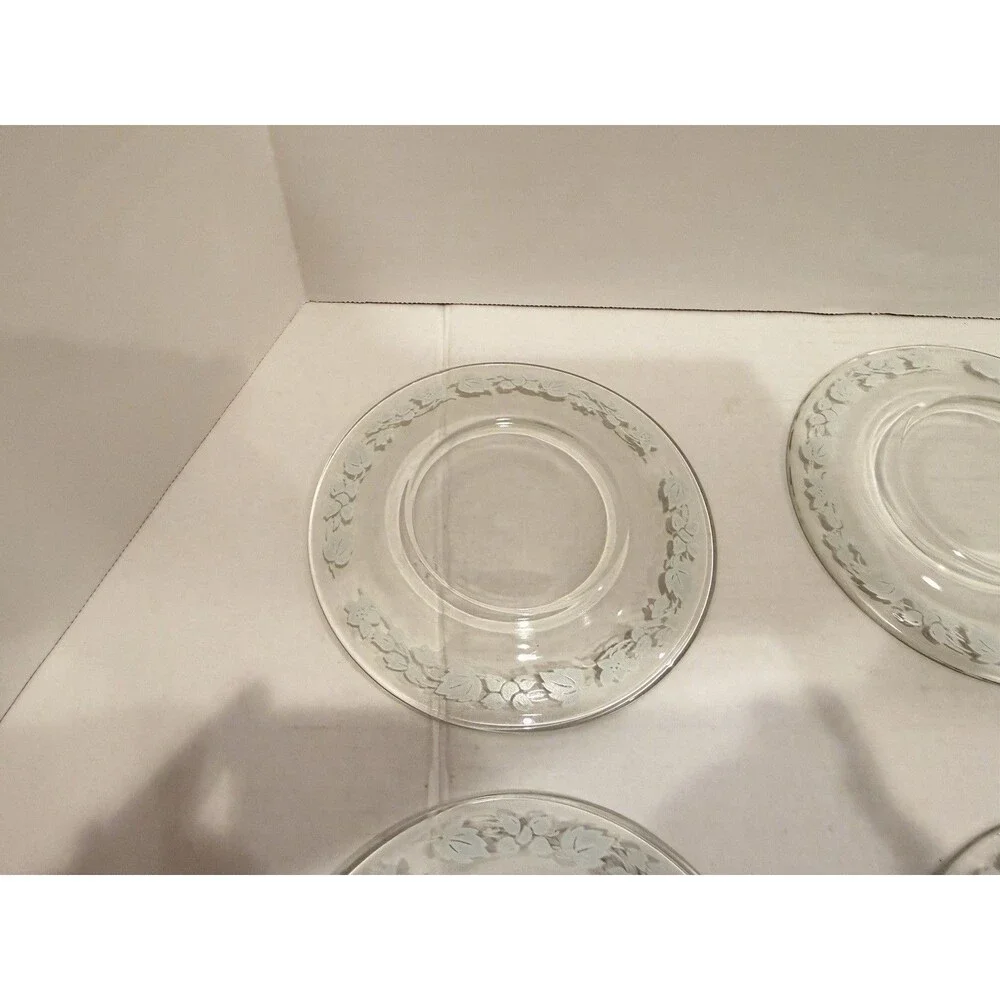 Vintage Anchor Hocking Gooseberry Clear Glass Dessert Plates – Set of 6